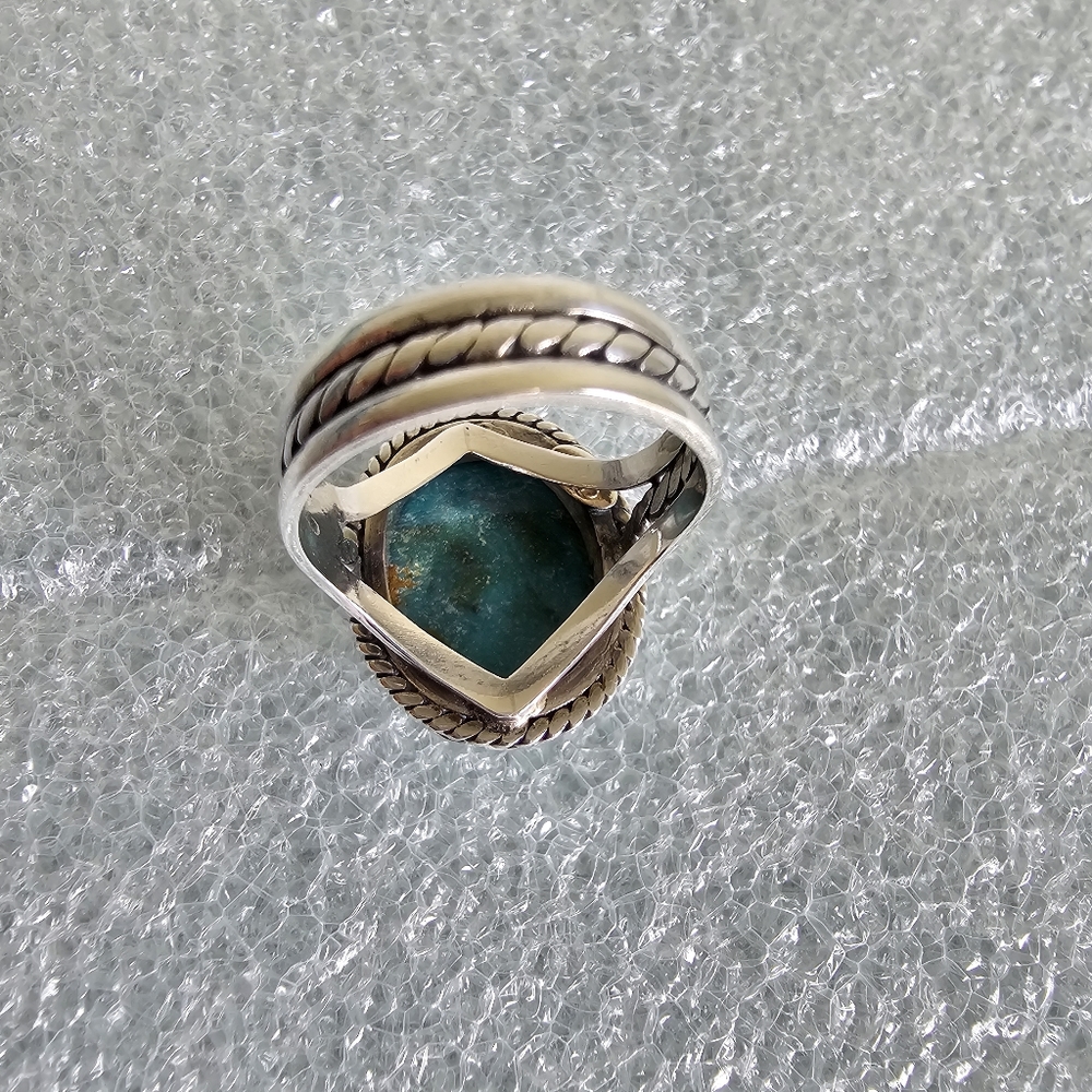 Turquoise Sterling Silver Ring 7.75 - Picture 10 of 11